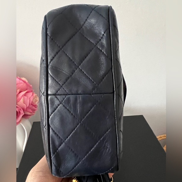 Authentic Chanel Navy Blue Small Camera Bag w/ 24k gold-plated bijoux chain - Picture 4 of 9